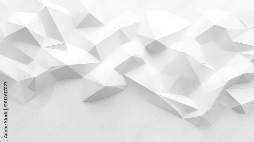 Poster elegant 3d white low poly texture featuring angular shapes and a minimalist design