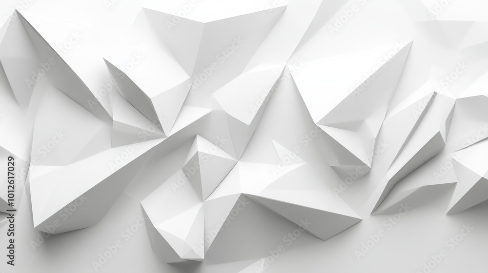 Poster elegant 3d white low poly texture featuring angular shapes and a minimalist design