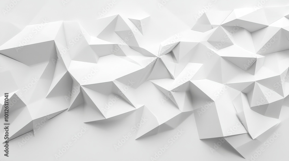 Poster elegant 3d white low poly texture featuring angular shapes and a minimalist design