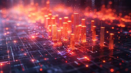 Fototapeta premium Cyberpunk Cityscape - Digital Urban Landscape