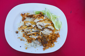Hainanese Chicken Rice with Fried Chicken or Steamed Chicken Rice with Fried Chicken