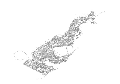 vector map illustration in monaco black and white theme
