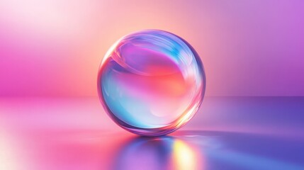 Ethereal glowing orb with a radiant iridescent effect, featuring smooth color gradients and gentle illumination. Ideal for enchanting visuals