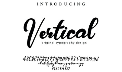 Vertical Font Stylish brush painted an uppercase vector letters, alphabet, typeface