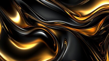 Abstract Swirling Gold and Black Liquid