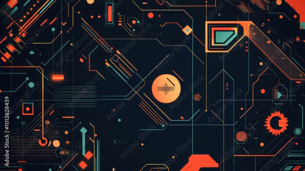 Poster refined technology pattern art with clean graphics and geometric designs. ideal for conveying a mode