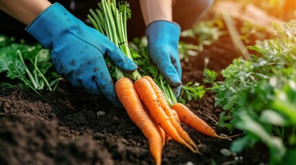 Naklejka premium Harvesting Fresh Carrots