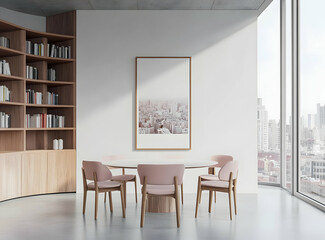 Stylish Minimalist Dining Room with Concrete Floor