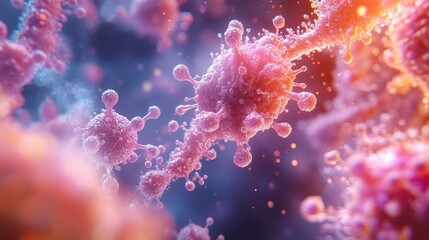 Fototapeta premium A magnified view of complex antigenic molecules showcasing their detailed structures and interactions.