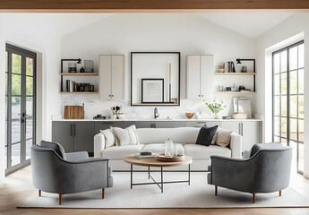 Modern Scandinavian Living Room with Gray Accents