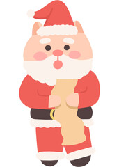 Cat cartoon santa claus with longlist gift