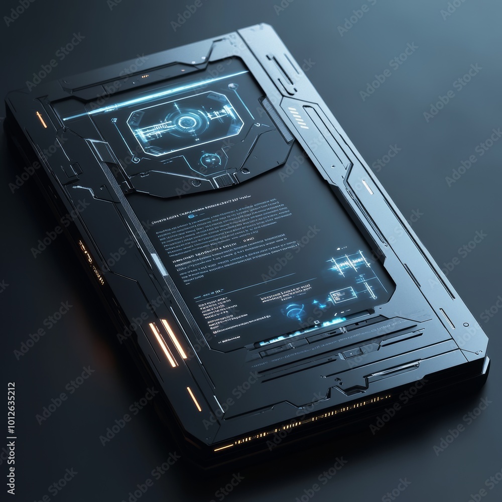 Poster Futuristic Interface Technology Device Screen Display Sci Fi UI Design