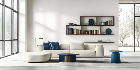 Modern Minimalist Living Room with White Walls