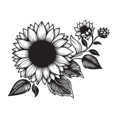 Sunflower print vector illustration, Sunflower icon. Vector illustration. Isolated. Flat design.