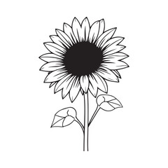 Sunflower print vector illustration, Sunflower icon. Vector illustration. Isolated. Flat design.