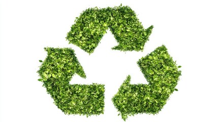 A large green recycle symbol prominently displayed on a solid white background, emphasizing the importance of sustainability with ample copy space for your environmental message.