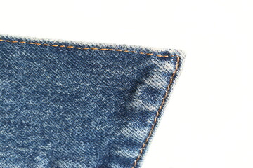 blue denim texture isolated on white background, jean fabric fashion style