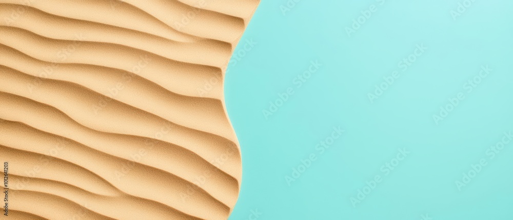 Poster a stunning abstract background featuring smooth waves in beige and a textured turquoise side, perfec