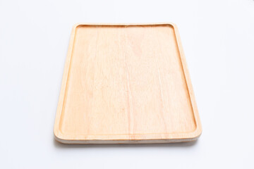 brown wooden tray isolated on white background