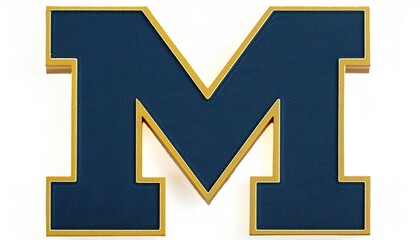 10-4-24 Ann Arbor. University of Michigan Wolverines Block M in Blue main color with Maize outside edge border. isolated on white background