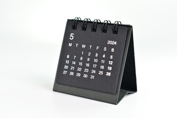 black 2024 calendar isolated on white background