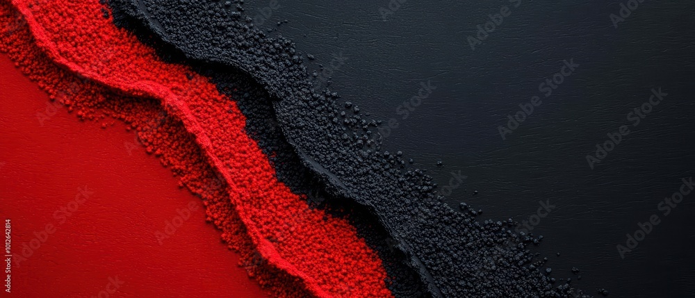 Poster textured abstract design featuring rich red and deep black layers, creating a striking and bold visu