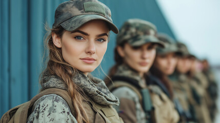 Fototapeta premium Honoring Women Veterans, highlighting women in the military, with copy space, Veterans Day
