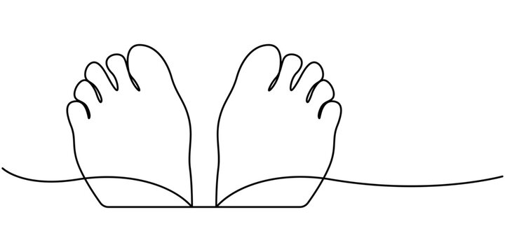 recommend clip art: Silhouettes of feet of a family, feet of a child, a woman and a man in one line modern style. Decor outline, wall poster, stickers, logo, continuous line drawing of a pair of legs.