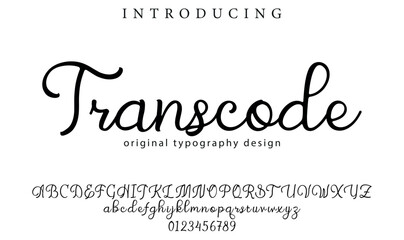 Transcode Font Stylish brush painted an uppercase vector letters, alphabet, typeface