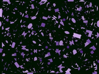 Seamless pattern of purple geometric shapes on a black background.