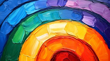 Vibrant Textured Rainbow with Circular Brush Strokes