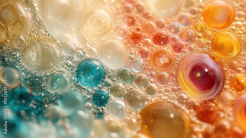 Poster bubbles in glass create an abstract texture.