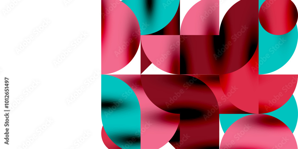 Poster tech minimal circular shapes geometric art. vector modern circles