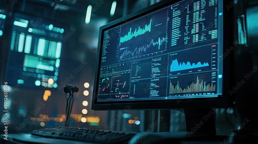Poster trading platform on a computer screen showing technical indicators, including volume analysis, for e