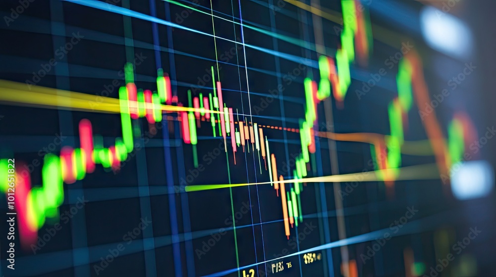 Poster trading platform on a computer screen showing technical indicators, including volume analysis, for e