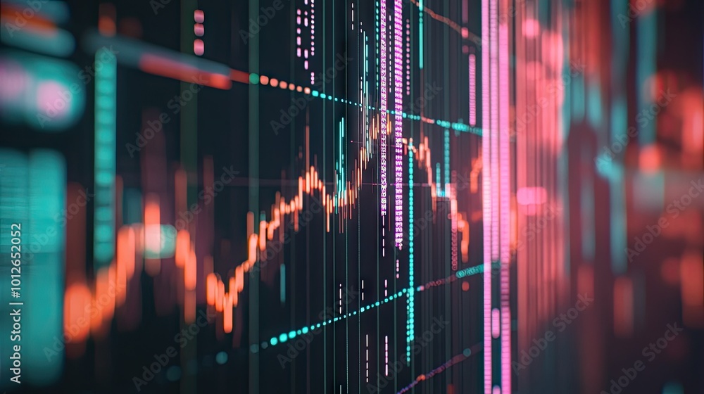 Poster volume analysis graphs and indicators on a computer monitor, used in professional technical analysis