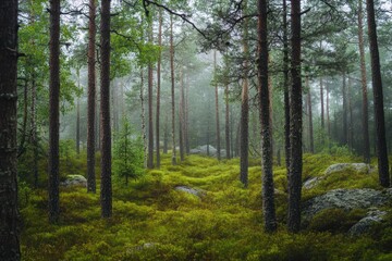 Gloomy Swedish forest reserve