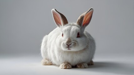 Obraz premium Close up white rabbit on white background 