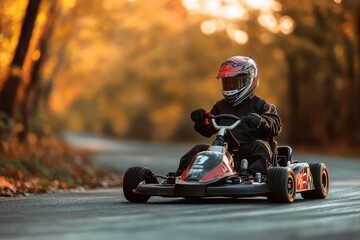 Go kart racing in natural setting