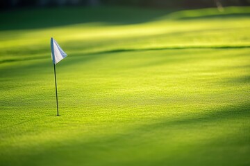 Obraz premium Golf course with a flag on a summer day