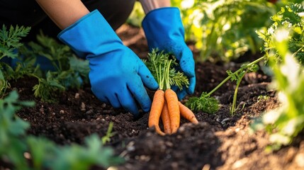 Fototapeta premium Harvesting Carrots in the Garden
