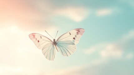 White Butterfly in Flight