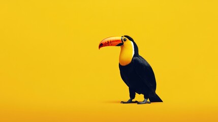 Naklejka premium Toucan on a Yellow Background