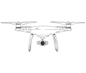 Naklejka premium Drone line art icon, Drone camera, Outline flying drone vector