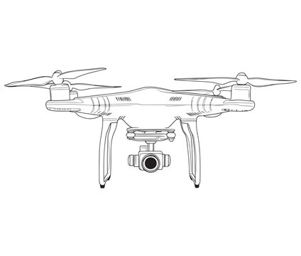 recommend clip art: Drone line art icon, Drone camera, Outline flying drone vector