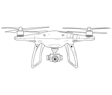 recommend clip art: Drone line art icon, Drone camera, Outline flying drone vector