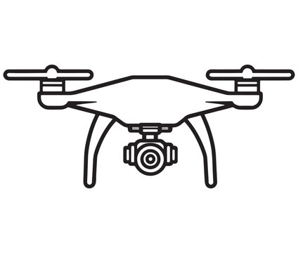 recommend clip art: Drone line art icon, Drone camera, Outline flying drone vector
