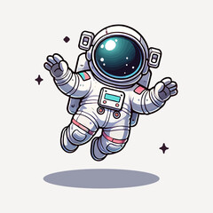 Astronaut Sitting on Globe - Flat Simple Vector Illustration on White Background