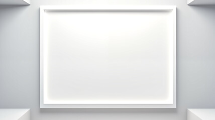Minimalist white frame with soft lighting, perfect for displaying text or artwork. clean design enhances any space, creating serene atmosphere