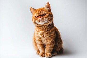 delightful Exotic Shorthair cat showcases its unique charm with a plush, vibrant coat and flat face. This lovely feline sits elegantly, capturing attention effortlessly.